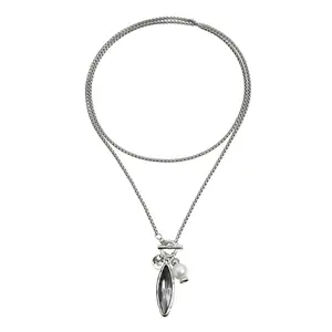 Fashion Punk Gray Crystal Choker Necklaces for Women Vintage Y2K Personality Multilayer Leather Rope Chain Necklace Jewelry Gift