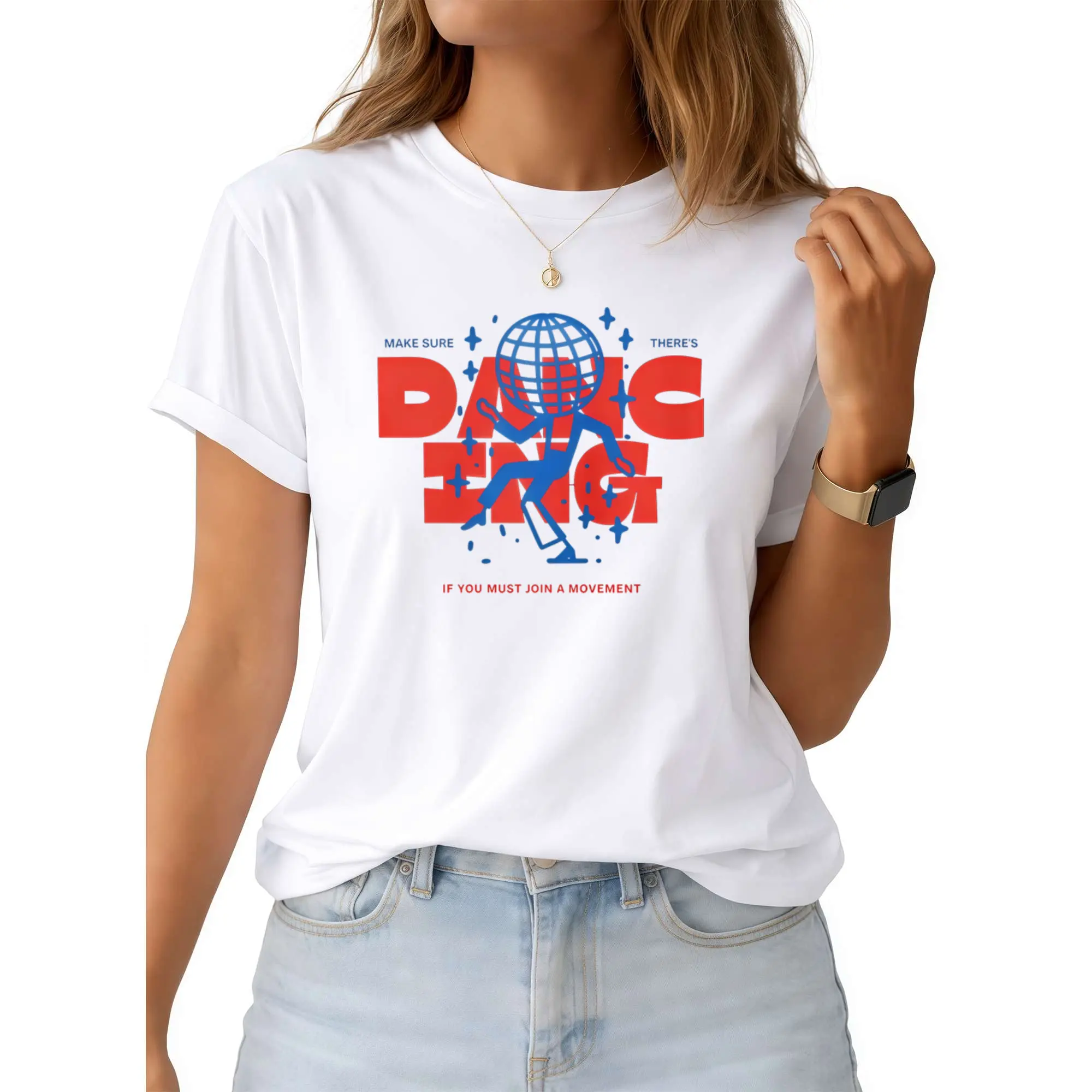 Women's Vintage 70s Disco T-Shirt with Dancing Globe & Retro Psychedelic Star Print - Short Sleeve Crew Neck Top Suitable for Spring Summer Casual Wear, Themed Parties, Retro Outfits