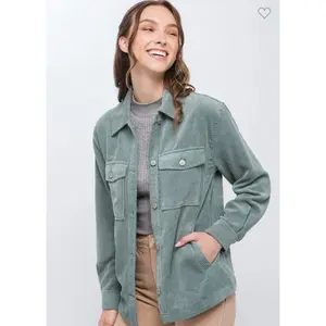 Esther - Mint Stone Corduroy Shacket