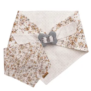 Reversible Beige Floral Dog Bandana