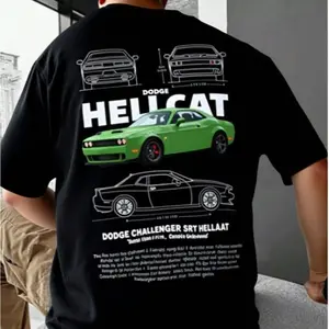 Dodge Challenger Hellcat Green T-Shirt: Unisex, Classic Design - For Sports Car Fans, Mexican Trend, Automotive Fashion, Create a Unique Dress Style, Urban Street Style