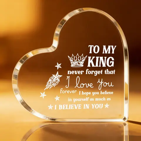 10cm Durable Romantic Heart-Shaped Acrylic Metal Decorative Engraved Speciality Plaque - Acrylic Signage Plaque, Custom Boyfriend Anniversary Gift for Him, Home Wall Decor, Gifts For Him
