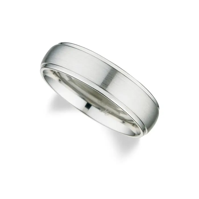 Cobalt Wedding Ring 7mm domed brushed with polished drop edge Size 12.5 (78923)
