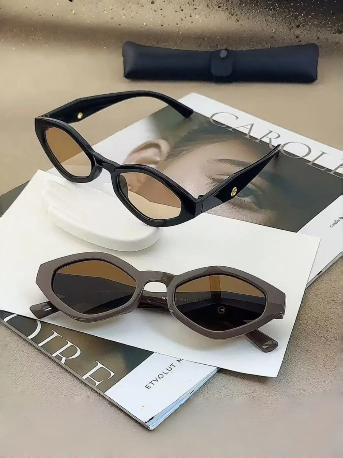 European and American style oval sunglasses for women, Stylish Glasses, trendy street photography fashion, with metal studs, Modern Frames Sunglasses. Sun glasses with sun protection and UV protection.
