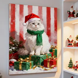 Christmas Ginger Cat Poster | Cozy Holiday Wall Art for Winter Home Decoration