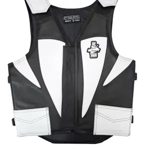 EPT Bull Riding Vest v3.0- Black & White Leather EPT Brand - Adult Sizes: Small to X-Large