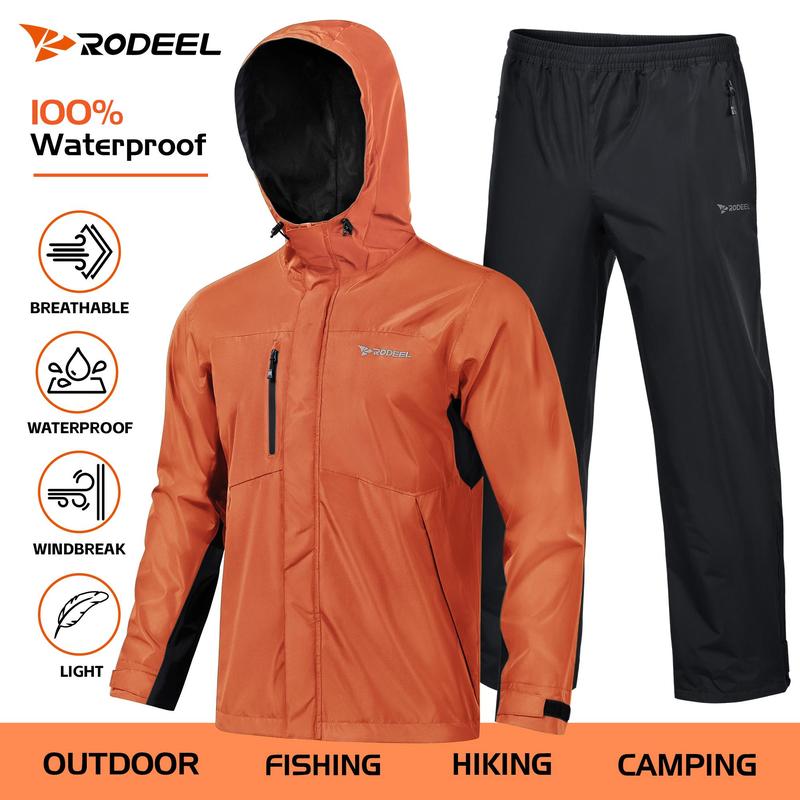 RODEEL 719 Waterproof Jacket and Pants Set Men Rainproof Lightweight ...