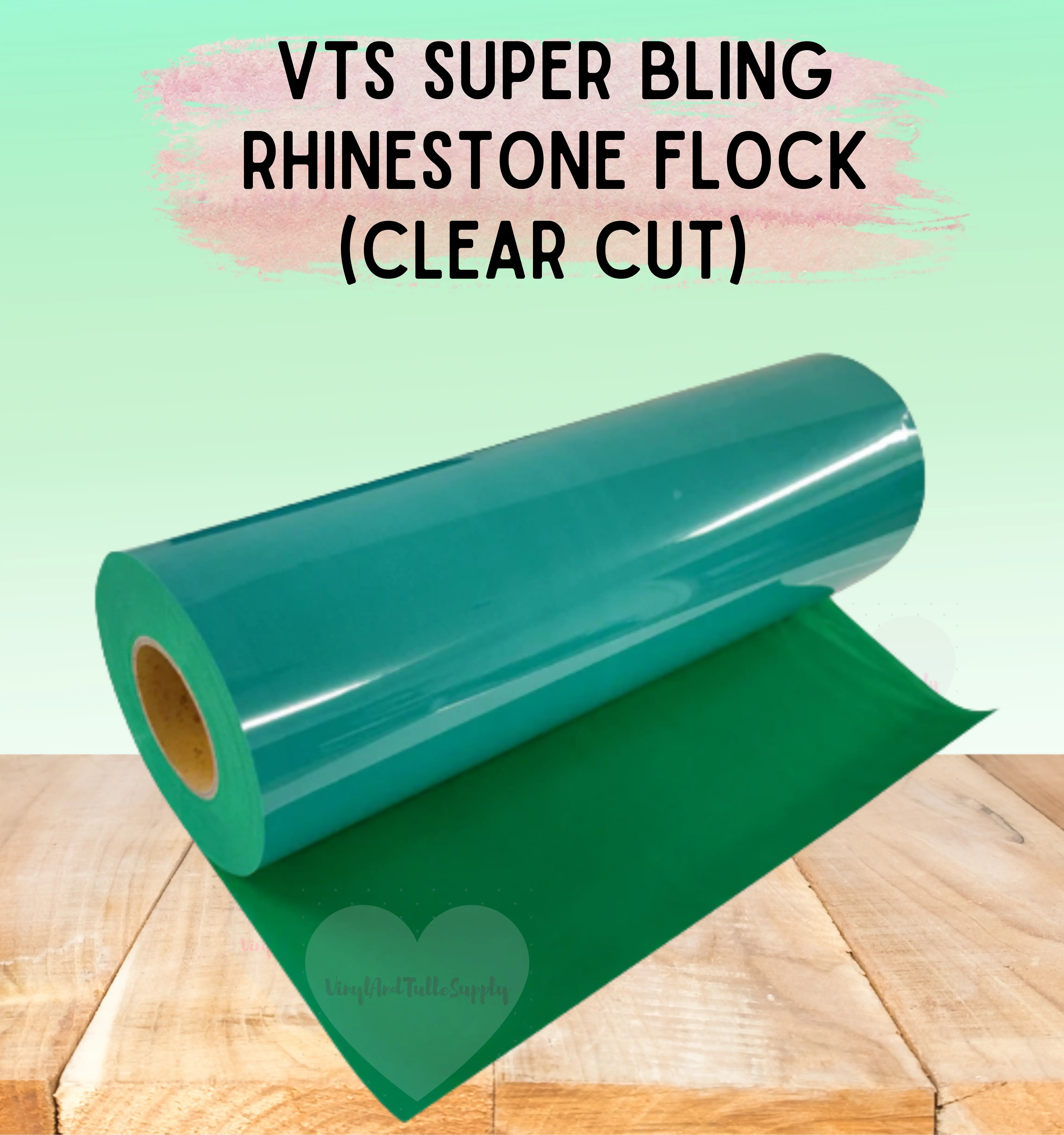 VTS Super Bling Rhinestone Flock PVC Template - 12" Width, 40mils Thick, Smooth Surface, Sticky Backing, Precise Rhinestone Designs, Easy Cutting, Minimizes Cutter Wear, Compatible with Craft & Commercial Machines