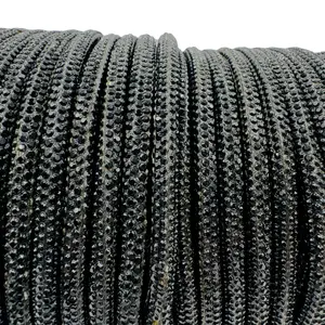 Jet Black Corded Rhinestone Rope