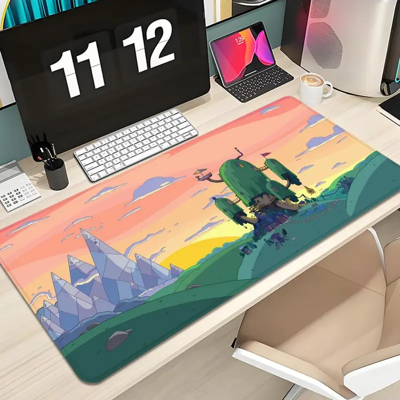 XXL Extended Gaming Mouse Pad With Cherry * And Snow-Capped Mountains, Non-Slip Rubber Base, Large Desk Mat For Keyboard And Mouse, For Office And Home Use