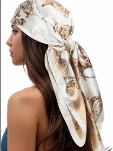 RIIQIICHY Head Scarf for Women Like Silk Scarf Hair Scarf Printed Square Scarf Bandanas for Women 35 Inches