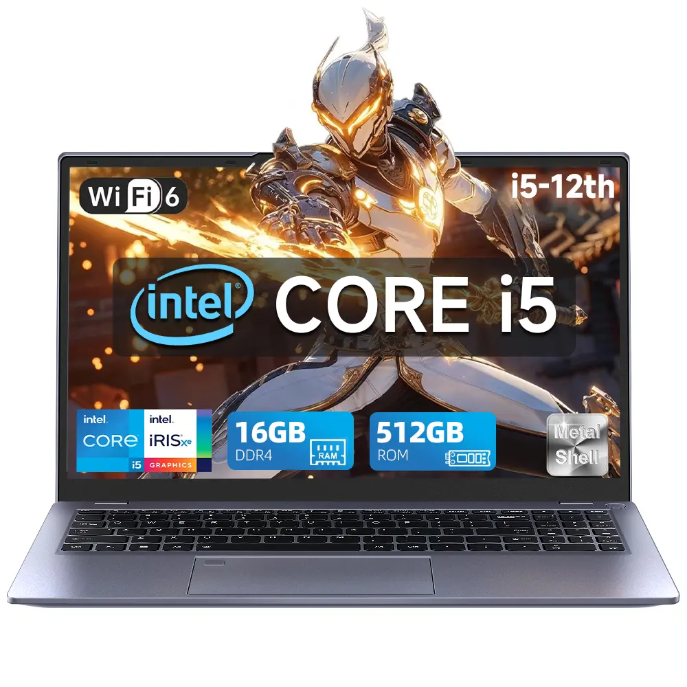 Vanwin 15.6 inch Laptop, Intel i5-1240P 12-Core 16-Threads, 16GB DDR4 512GB SSD, 1920x1080 HD IPS Display,Backlit Keyboard Fingerprint Reader, Windows 11 Pro, Gaming & Business student