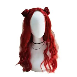 Vampire Descendants synthetic Wigs Descendants play Princess Rebel League Wig Red Hair Bag synthetic costume wig hair extensions Head Cover Wig  for role player
