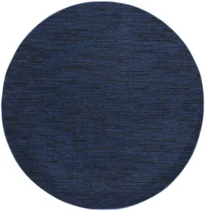 360 Stand Geometric Round Machine-Woven Area Rug, 6x6 ft Midnight Blue Non-Skid, Indoor-Outdoor Porch/Patio Use (Model 479820), Circle Area Rugs, Polypropylene Area Rugs
