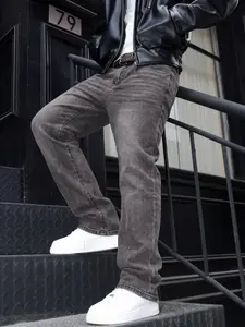 Straight Leg Denim Jeans Cotton Slant Pockets Washed Jean, Casual Vintage Streetwear Versatile Wide Leg Jeans, Couple Matching Straight Fit Loose Fit