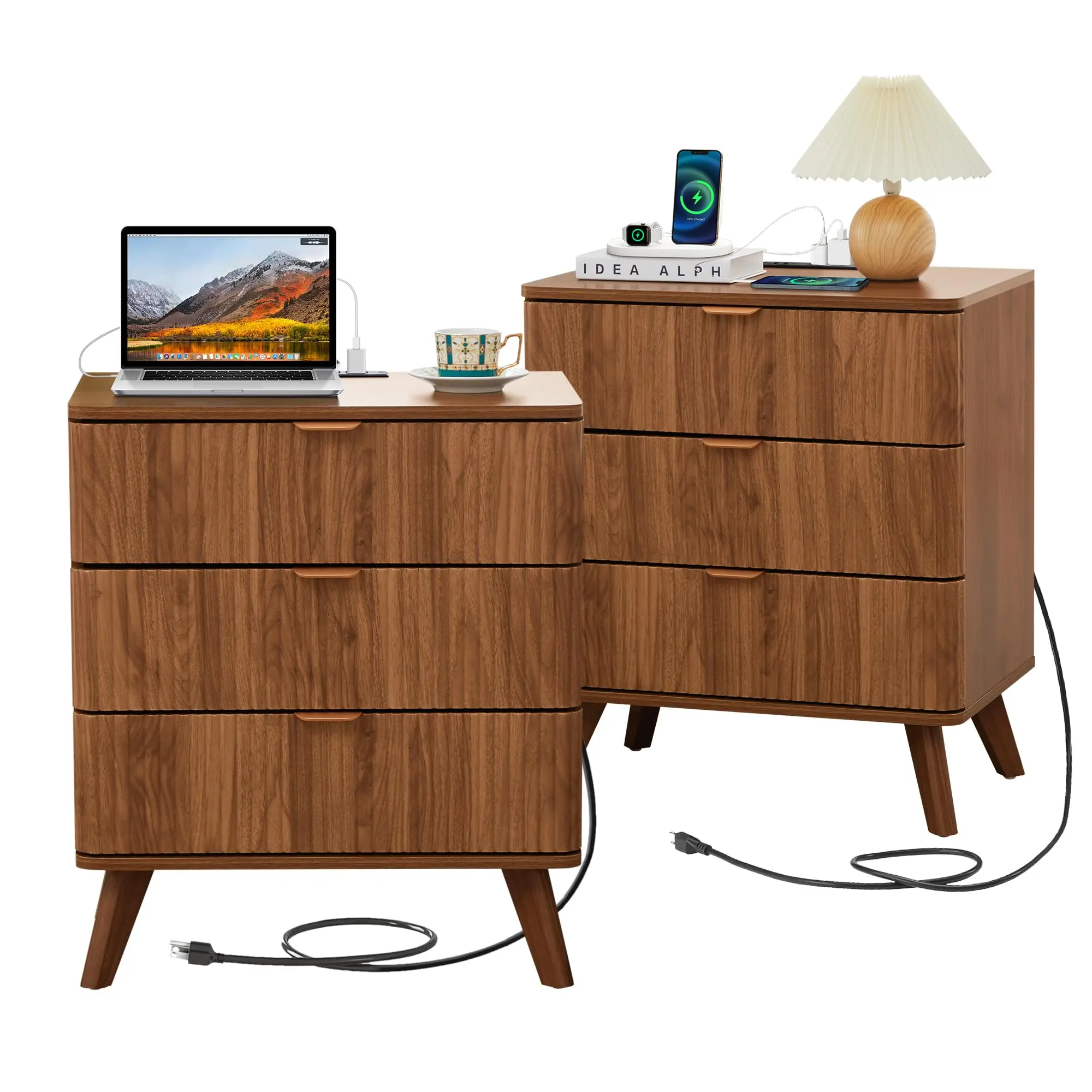 3 Drawer Walnut 2 Set