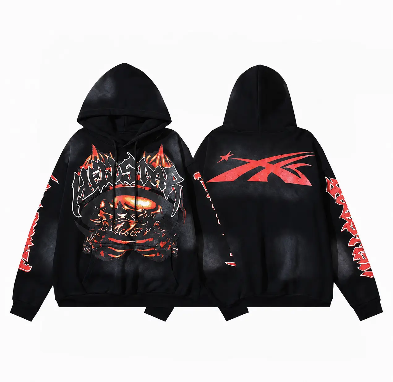 Hellstar Hoodie, Legendary Flaming Skull Graphic Hoodie