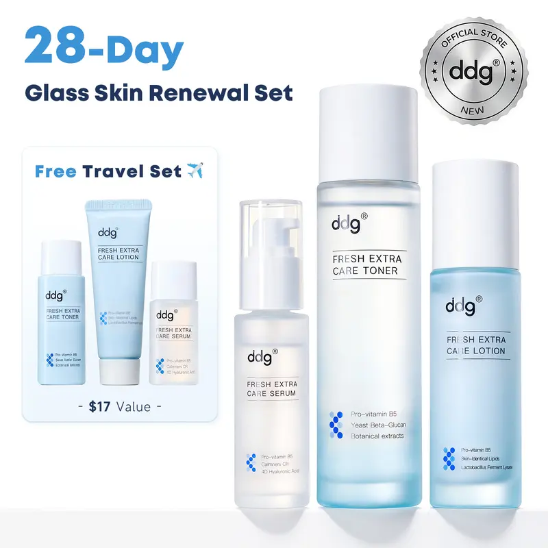 DDG Unisex 3-Step Smooth Skin Facial Care Set - Ceramide-Infused Liquid Moisture Kit, Adults' Barrier Repair Aid for Deep Hydration, Oil Control, Skin Renewal, Radiant Beauty Kit