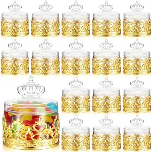 Cunhill 18 Pcs Mini Candy Bottles Mini Plastic Jars with Lids Small Champagne Bottles Storage Candy Favor Containers for Wedding Baby Shower Bridal Shower Party Favors Thank You Gifts (Gold)