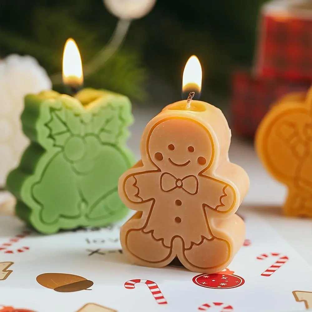 Christmas Themed Scented Candle, 4 Counts/set Cute Gingerbread Man & Snowman & Tree & Santa Claus Design Aromatherapy Candle, Home Decor Supplies