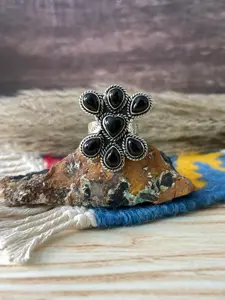 Handmade Sterling Silver Black Onyx Adjustable Ring "Signed Nizhoni"