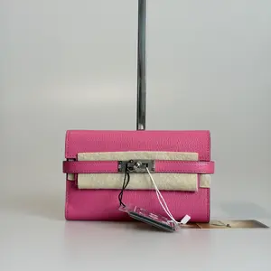 Pre-owned HERMÈS Chevre Mysore Wallet Kelly Rose Tyrien With Silver Hardware 11170739