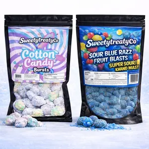 SweetyTreatyCo Sour Blue Razz & Cotton Candy Duo (6oz + 6oz) – Viral Gusher Bursts Candy Bundle – Sweet & Sour Chewy Snack