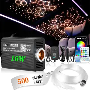 Twinkle 500pcs*0.03in*6.5ft/500pcs*0.03in*9.8ft Starlight Headliner Kit, 16W Fiber Optic Lights, Star Lights for Car Roof Decor with APP/Remote Control
