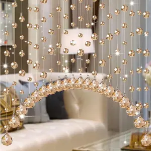 20 Strings Crystal Beaded Curtain, Arched Door String Curtain, Hanging Doorway Room Divider Suitable for Home, Coffee House, Bedroom, Restaurant