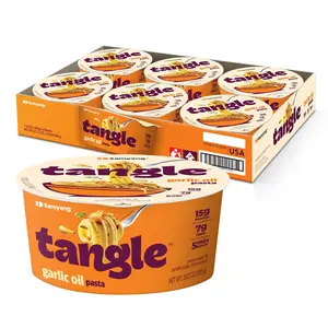 NEW * Samyang Tangle Garlic Oil Spaghetti Aromatic Roasted Garlic and Olive Oil Flavor Savory Kick Air Dried Noodle Quick Microwave Meal 3.70 oz (Pack of 6)