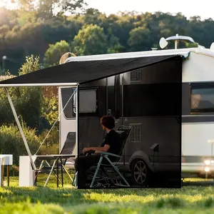 9'X7' RV Awning Side Shade, Black Mesh RV Awning Sun Shade Screen, Universal Trailer Sunshade Screen with Complete Kits for Camper Awning Sunshade Motorhome Trailer Awning Sunscreen Shadescreen Nettin