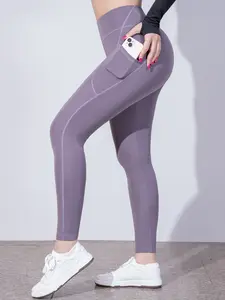 1PCS Women's High Waist Yoga Leggings with Pockets in Purple,Yoga Pants for All Seasons,Exercise Pants,High Elasticity Fabric,Breathable Comfortable