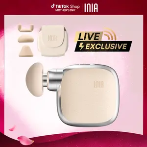 【LIVE EXCLUSIVE】INIA PocketForce Palm-Sized Massage Gun, Portable Deep Tissue Massager with 3 Heads & 4 Speeds, 3000 Percussions/Min, 7mm Stroke Depth & 10 lbs Force, Ultra-Quiet <48dB, USB Rechargeable Gift Set