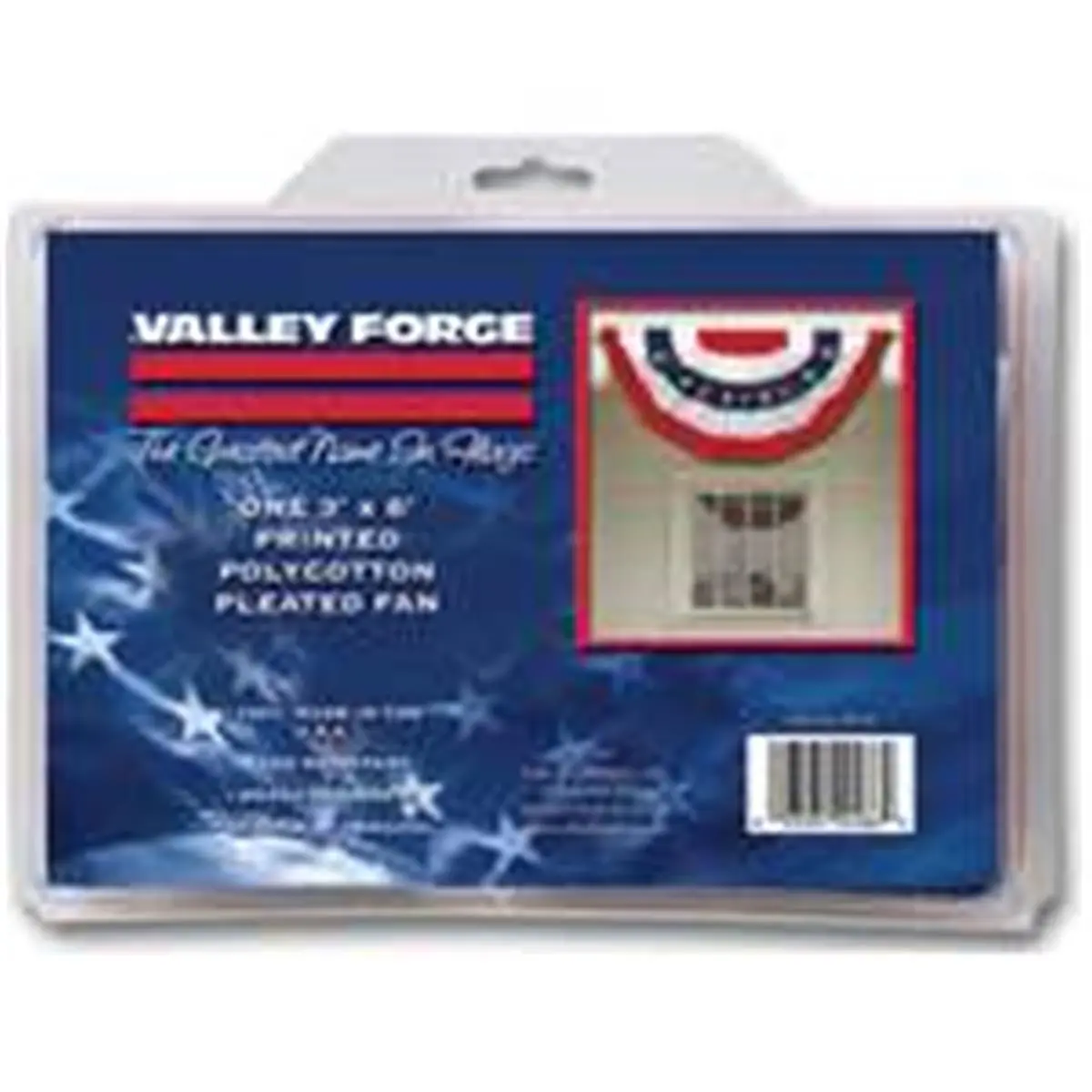 Valley Forge Pleated Fan Flag, 3x6 ft Large Size Durable Polyester with Stripes, Fade-Resistant for Indoor & Deck Display with Brass Grommets, Outdoor Display, Outdoors, Fences