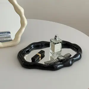 Cloud Makeup Mirror with Stand, Asymmetric Decorative Wall or Desk Mirror, 10.75 X 8.27 Inches, Bedroom, Desk, Dorm Room Decoration