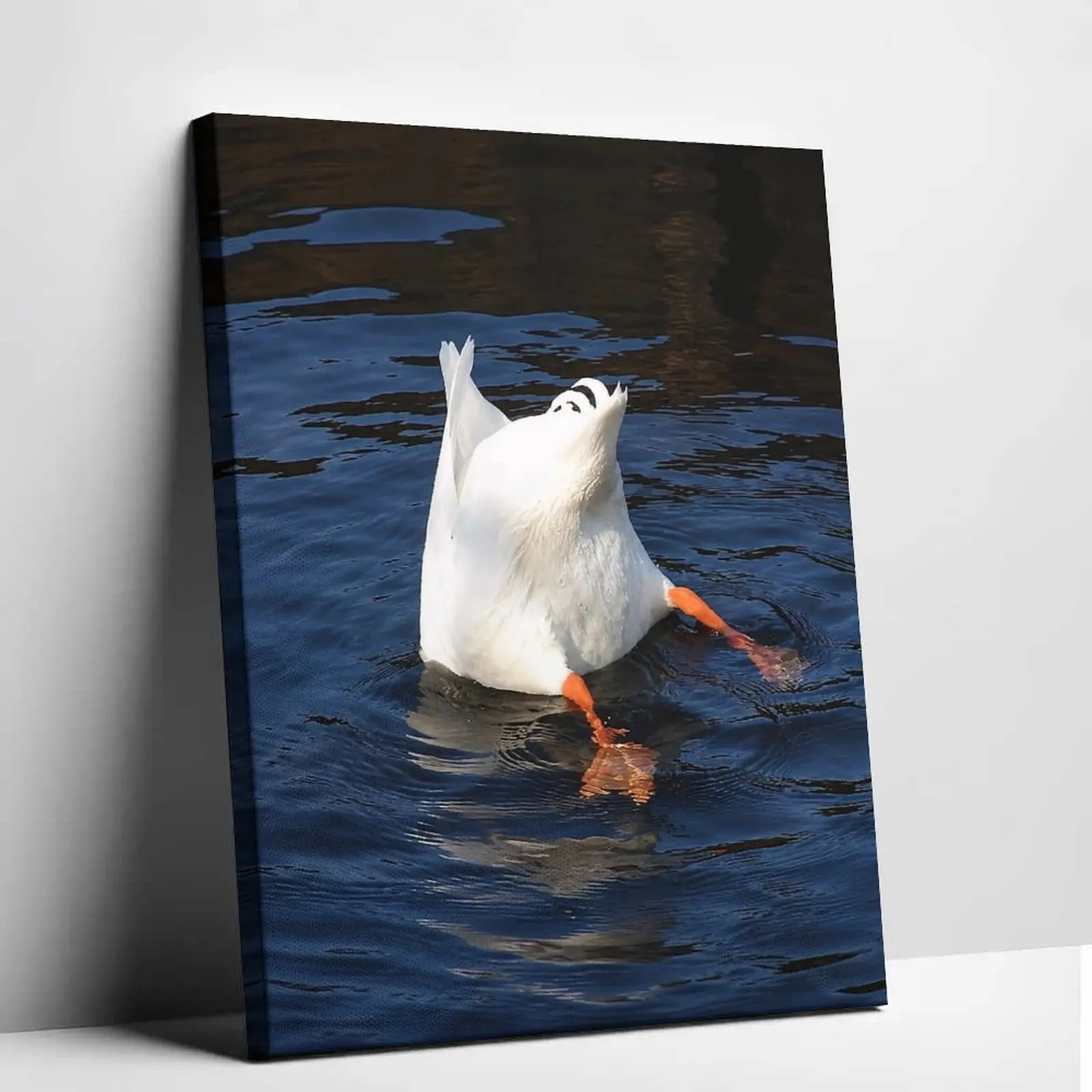 Funny Duck Butt Canvas Wall Art Print Cute Goose Bottoms Up Poster Quirky Bathroom Decor Cozy Restroom Hanging Picture Whimsical Animal Meme Art Painting Novelty Gift For Friends Housewarming Ornament