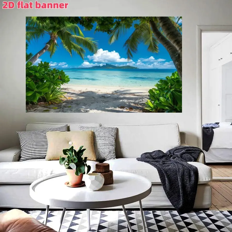 Beach Background Fabric - Multifunctional Photography Decoration Banner, Home Decor Banner, Wall Hanging Backdrop, suitable for spring and summer celebration decoration, photo booths, parties
