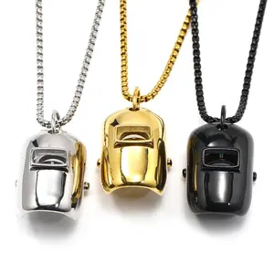 GGIRL Mysterious Hip Hop Welder Mask Necklace Titanium Steel Simple Fashion Hanging Jewelry for Men and Women