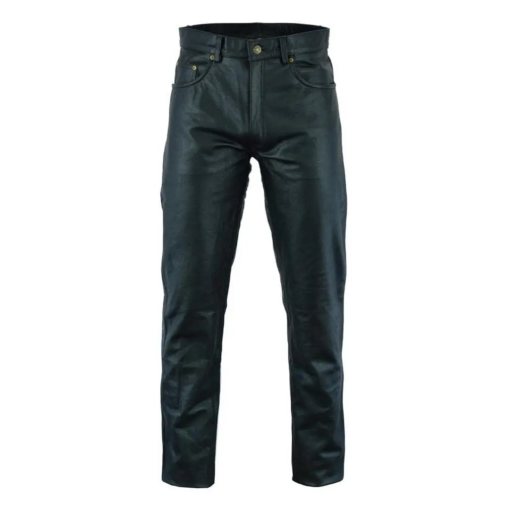 INTAN Safety with Style Motorcycle Leather Pants Black for Men IN-01BP (44)