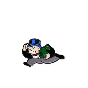Monopoly Man Chasing Money Bag Hat Pin