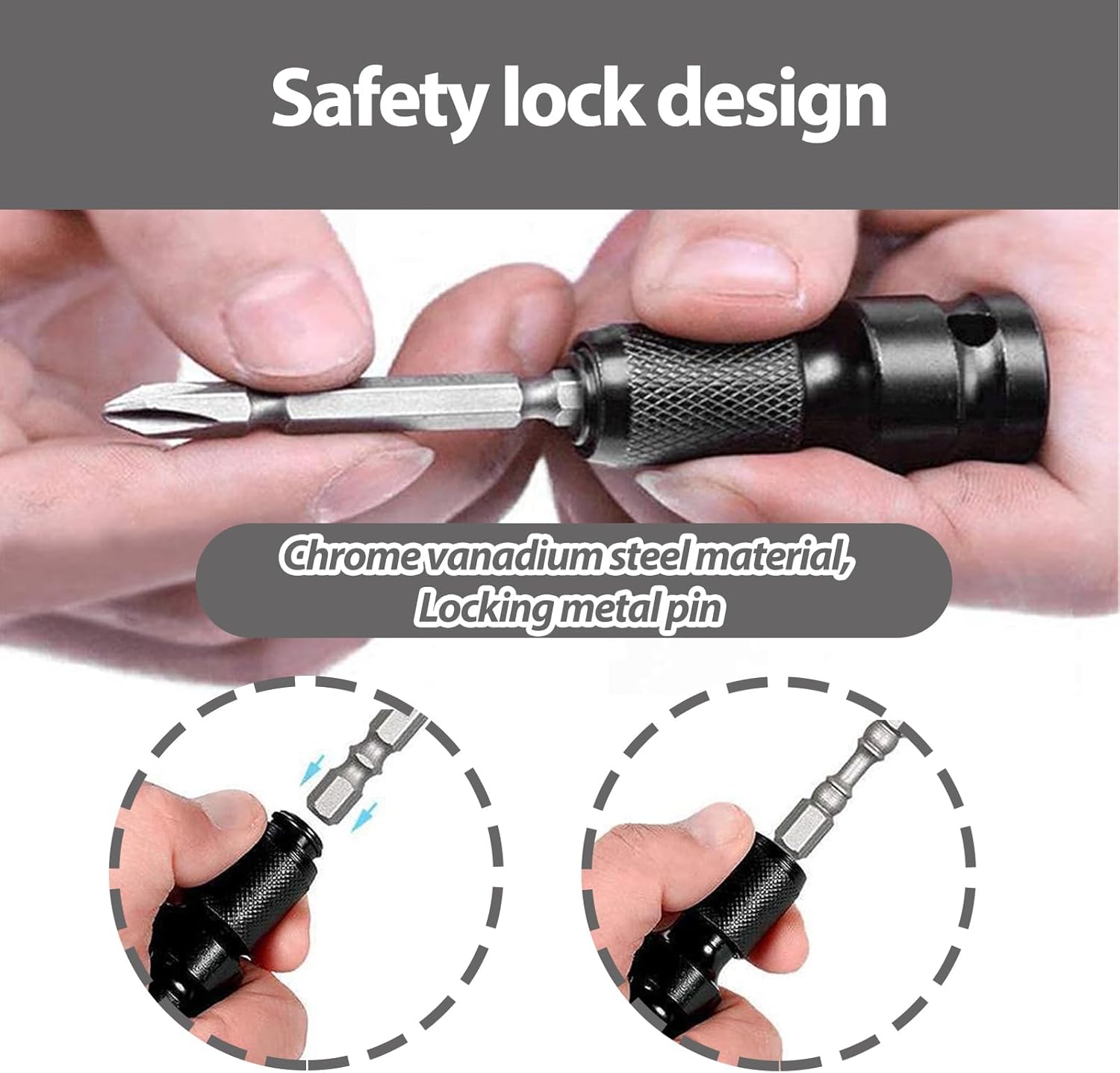 1/2 inch Square Drive to 1/4 inch Hex Female Socket Adapter Converter Chuck Adapter for Impact Air and Electric Wrench