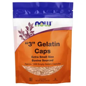 NOW Foods "3" Gelatin Caps, Extra Small Size, Approx. 1,000 Empty Gelatin Capsules, 1.69 oz (48 g)