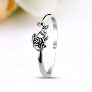 Women's Elegant Flower & Leaf Design Ring,Fashion Jewelry for Party, Daily Clothing Decor,Trendy All-match & Exquisite Jewelry for Birthday Gift
