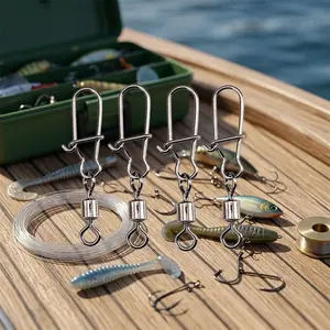 Anti-Tangle Fishing Swivel Snap Lock Quick Release Connector, Corrosion-Resistant Stainless Steel Rolling durability high sensitivity tackle. 7 sizes for freshwater saltwater fishing, essential gear box accessory upgrade kit for carp anglers.