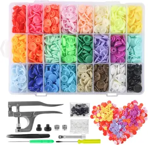 Snaps Buttons and Snap Pliers, 400 Sets 24-Colors Plastic Snaps Fasteners Kit and Tool, Plastic Snaps for Clothing,Sewing, Crafting, Diaper