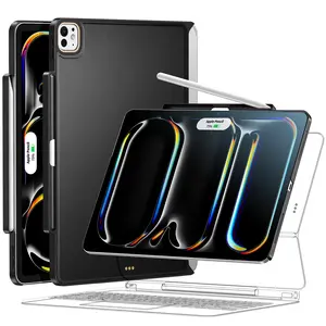 Magic Keyboard Compatible Case for iPad Pro 11 inch M4 2024, Cover with Apple Pencil Holder for Smart Magic Keyboard Folio Slim Durability, with Durable Leather, (Keyboard Not Included), Black