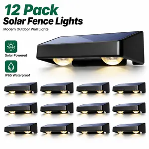APZZLOXH Solar Fence Lights Outdoor, 9 Modes RGB Wall Lights, 1200mAh IP65 Waterproof for Fence Deck Patio Yard Stairs