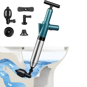 1pc High-Pressure Air Drain Blaster - Stainless Steel Toilet Plunger, Ideal for Clogged Pipes, Kitchen Sinks, Bathrooms, Hawaiian Style, Beach, Wedding Scenes, Bathroom Plunger|Stainless Steel Plunger|Durable Plastic Handle, Drain Cleaning Too