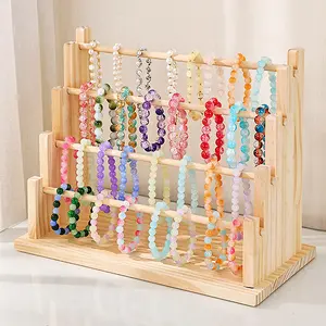 Wooden Bracelet Rack, 4-Layer 6-Layer Bracelet Organizer, Detachable Earrings Bracelets Watches Necklaces Display Rack, Rustic Style Jewelry Organizer Display, Suitable for Home, Handicraft Exhibitions, and Stores