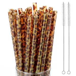 Leopard print reusable iced coffee straw| Coffee bar and dirty soda accessories